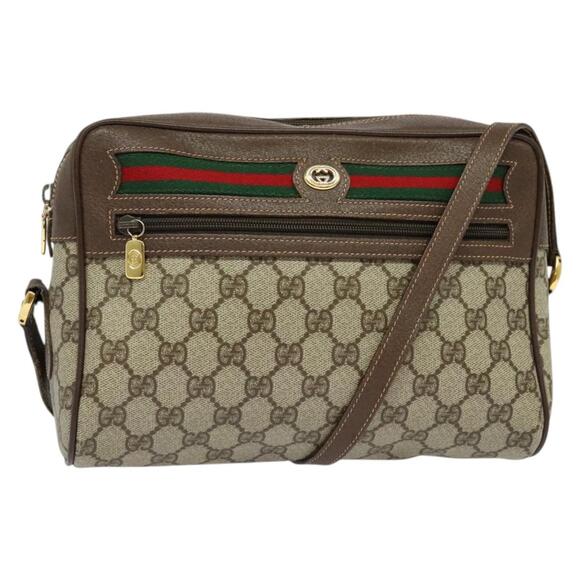 GUCCI GG Supreme Web Sherry Line Shoulder Bag Pvc Beige 56 02 088 - Picture 1 of 16